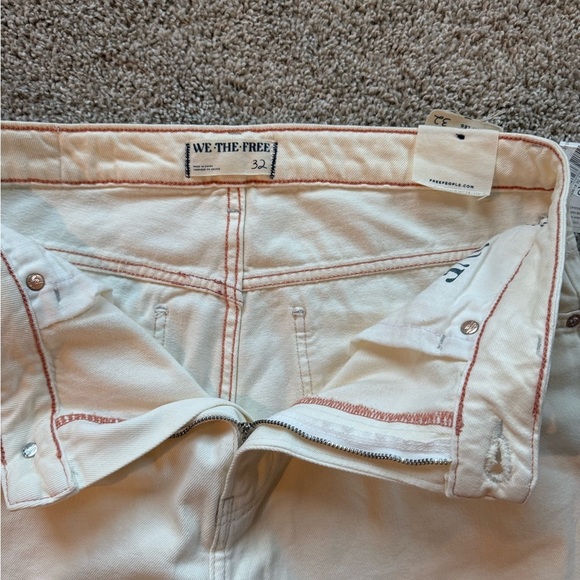 Free People jeans the Pacifica high rise slim straight jeans ivory size 32 NWT - Picture 4 of 9